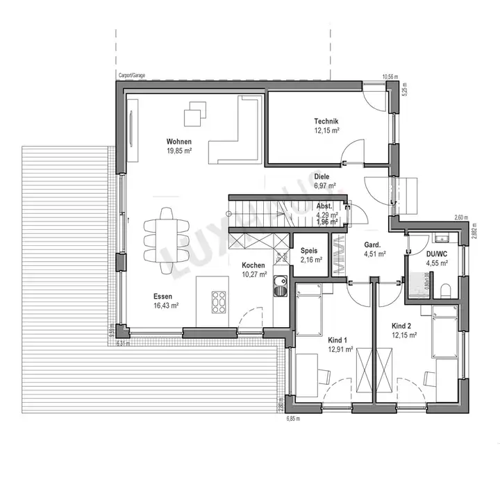Walmdachhaus mit Sauna