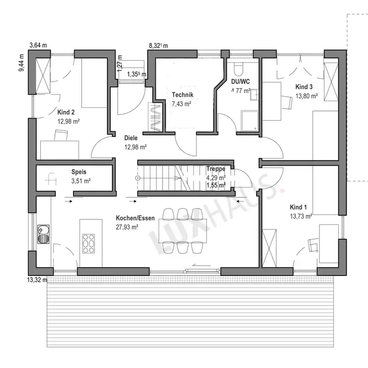 Flachdachhaus im Bauhausstil