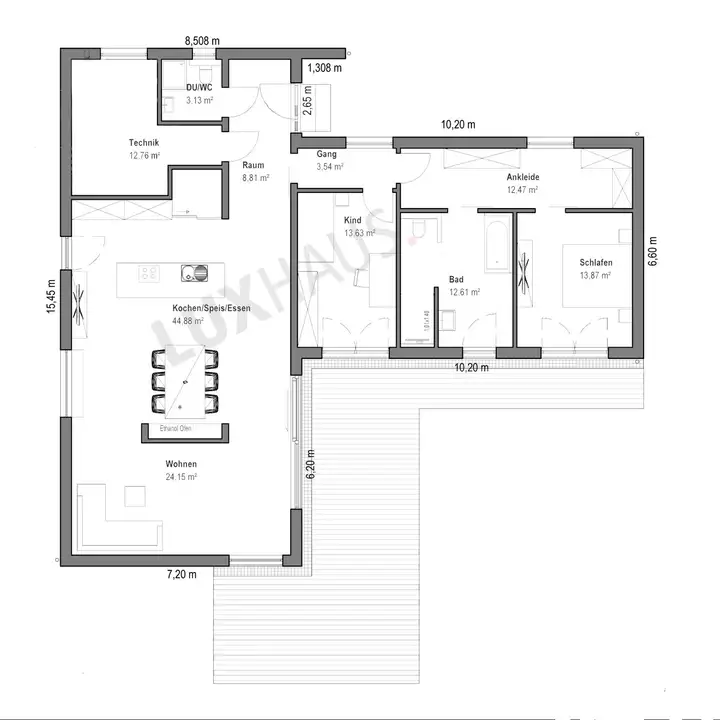Moderner Bungalow mit Pultdach