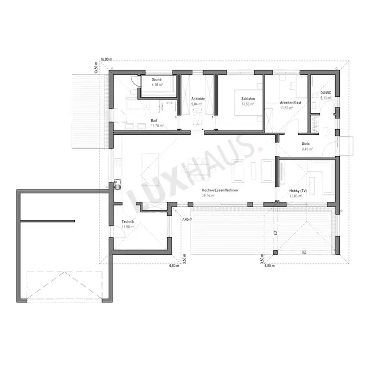 Bungalow in U-Form